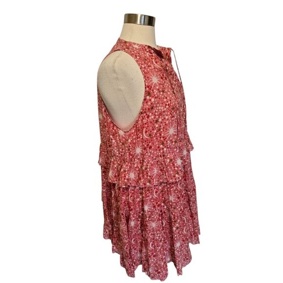 Anthropologie Carolina K Dress Size Medium Carmen Ruffled Tiered Pink Moon Print - Picture 3 of 10